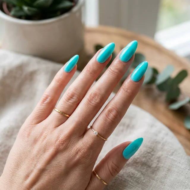 Aqua nail color look