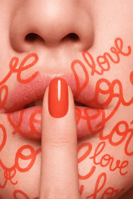 Vibrant fall coral glossy square nails