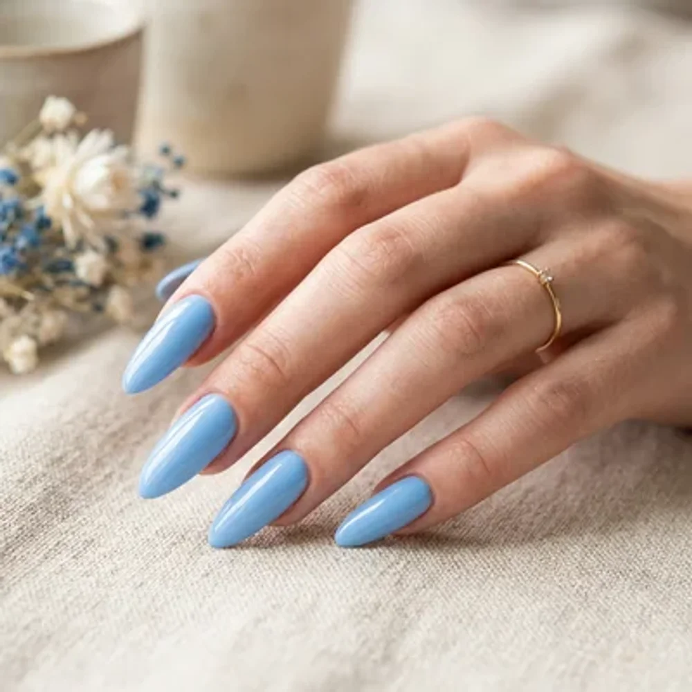 Baby Blue Eyes nail color look
