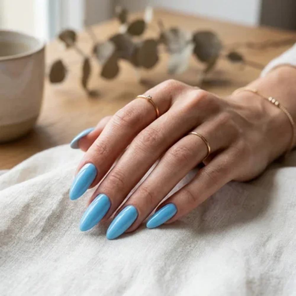 Baby Blue nail color look