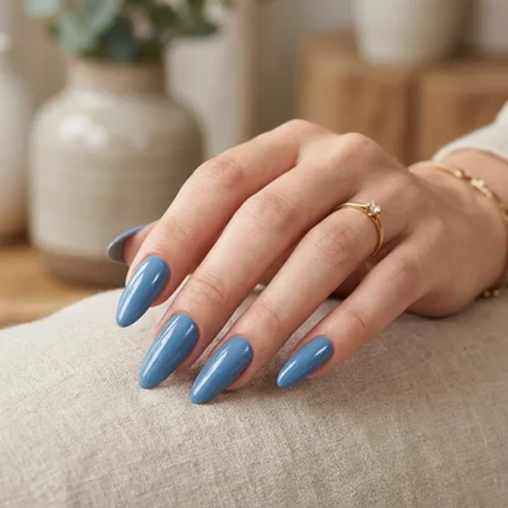 Blue Gray nail color look