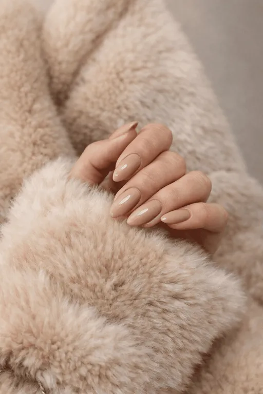 Smooth and elegant light brown cappuccino polished nails