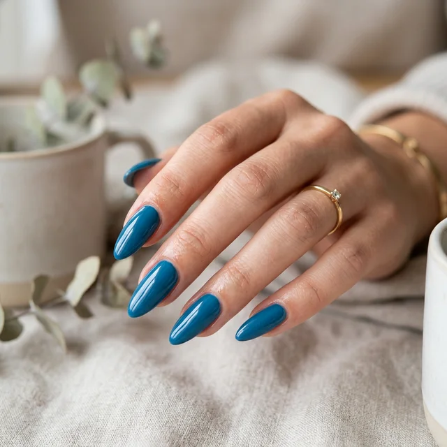 Deep Sky Blue nail color look