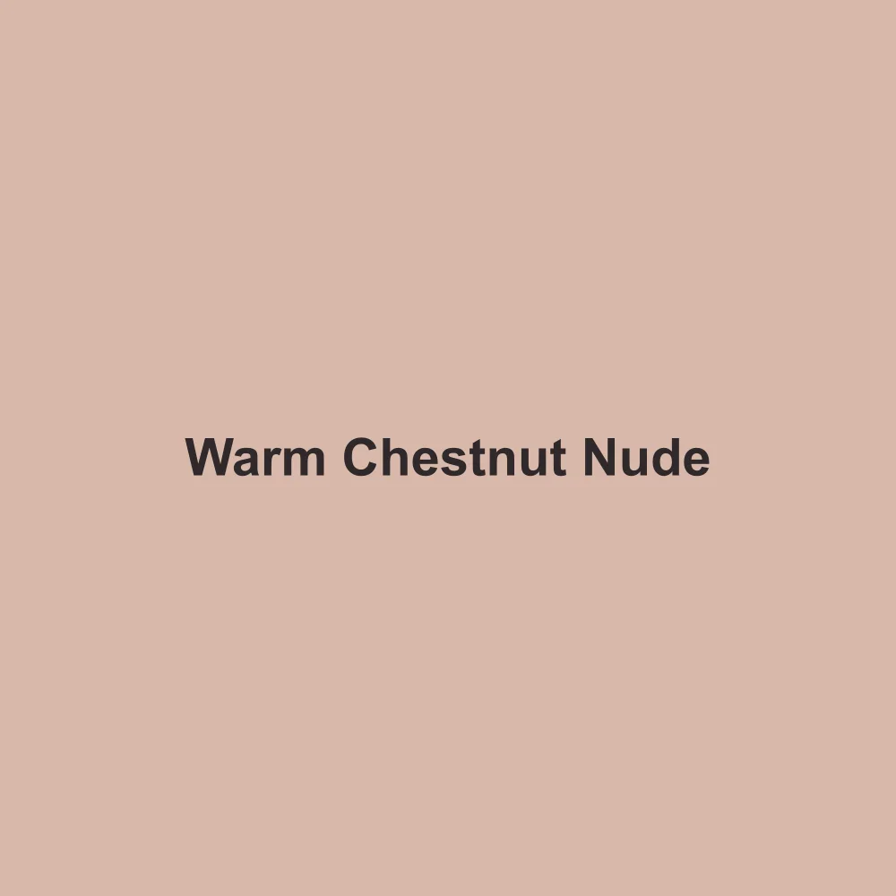 #D8B9AA solid color swatch labeled Warm Chestnut Nude