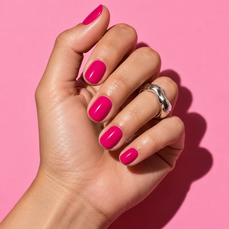 Magenta glossy nails